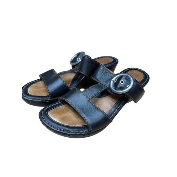 "BORN" Women's Open Toe Slip On Sandal SZ 39 (8) Wedge Heel Y2K Cottage Core - Picture 2 of 14